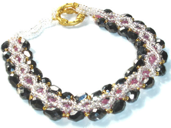 Fifiany & Co. Black and Pink Semi-Precious Beaded Pet Collars for Dogs and Cats